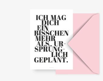 Postkarte Geplant / Valentin, Liebe, Typography Art, Kunstdruck, Grußkarte