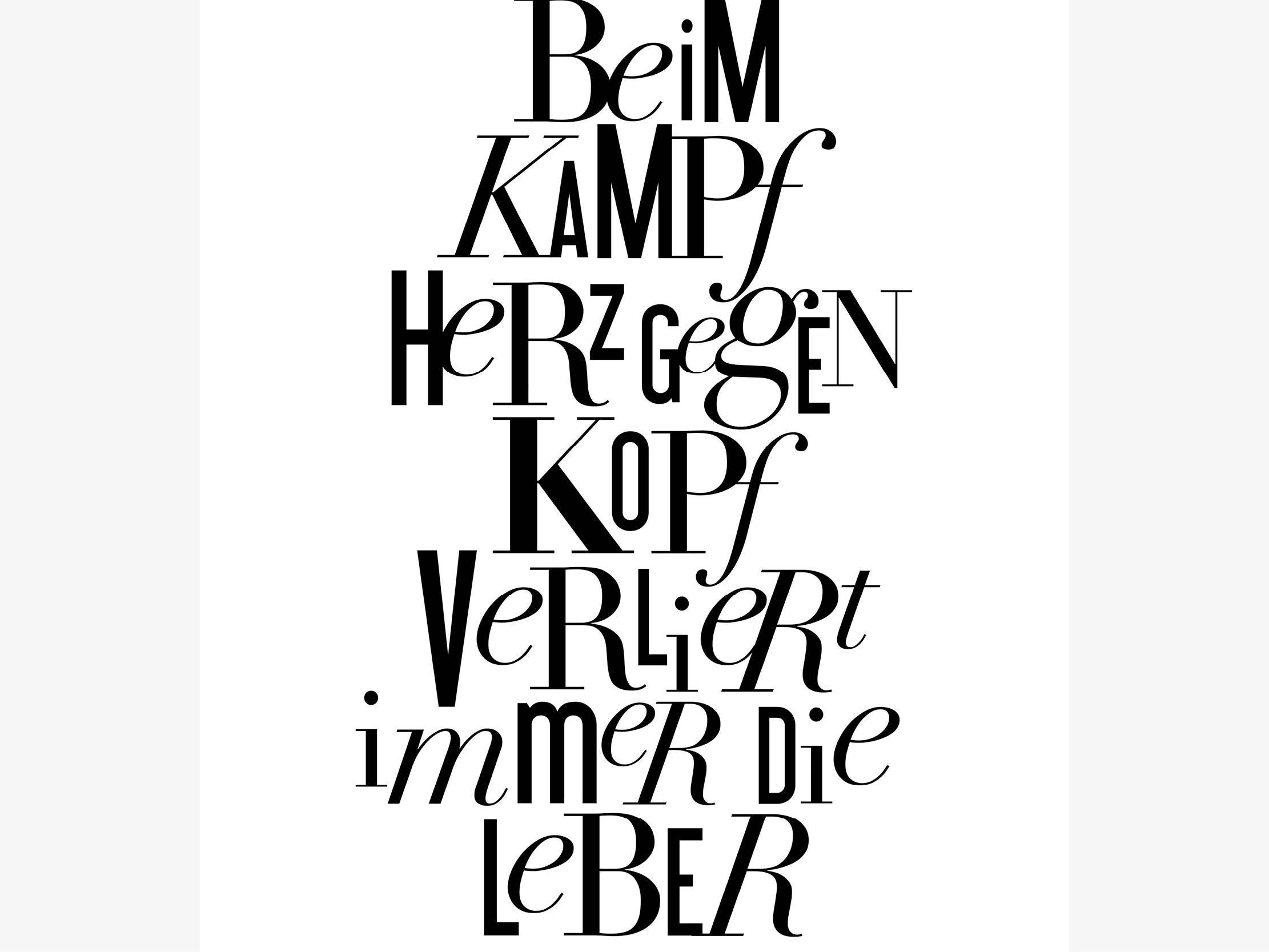 Herz Gegen Kopf / Spruch Leber Fine ArtPrint WallArt Etsy