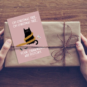 Weihnachtskarte / Christmas Cat No. 1 / lustige Karte zu Weihnachten für Katzenliebhaber als Geschenk mit witzigem Spruch und Katze Bild 2
