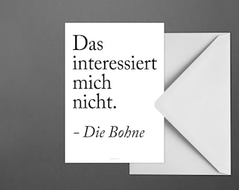 Postcard / Die Bohne / Card with Quote in Simple Black and White