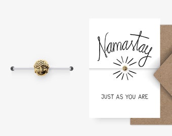 Armband / NAMASTAY / hanger met nylon armband en kaart, perfect als cadeau voor beste vriend