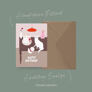 Carte d'anniversaire / Petisfaction "Chats" JOYEUX ANNIVERSAIRE / Ensemble de cartes postales chat, carte d'anniversaire amusante avec chat, carte postale pour les fans de chats image 3