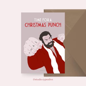 Weihnachtskarte / CHRISTMAS PUNCH / Lustige Postkarte zu Weihnachten mit Faust und witzigem Spruch – für Freunde, Familie, Kollegen