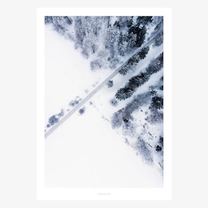 Poster mural / Above The Woods No. 2 / forest, snow, trees, living room decoration, housewarming gift, art print, as a gift