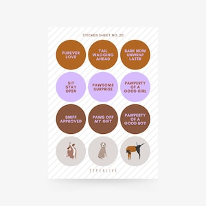 FOGLIO ADESIVO N. 20 "per gli amanti dei cani" / Bellissimo set di adesivi A6, per compleanni – 12 adesivi decorativi con frasi, per decorare