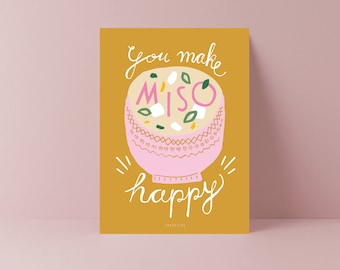 Greeting card / Miso / Funny card for Sushi Friends Birthday to say hello