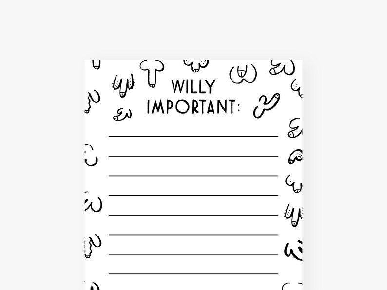 Notepad narrow / WILLY IMPORTANT / Task List, Daily Goals, Shopping