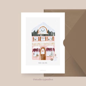 Carte de Noël / MAGASINS D'HIVER NO. 3/ Carte de Noël simple et belle - carte de voeux pour l'Avent pour la famille, les amis et les collègues