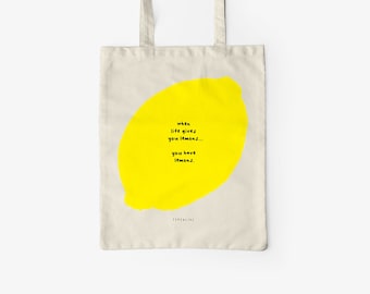 Baumwolltasche / LEMONS / Öko-Stofftasche, Totebag mit lustigem Spruch, Leinentasche zum Einkaufen, als Geschenk für die Freundin