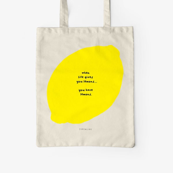 Cotton bag / LEMONS / eco fabric bag, tote bag with a funny saying, canvas bag for shopping, as a gift for your girlfriend