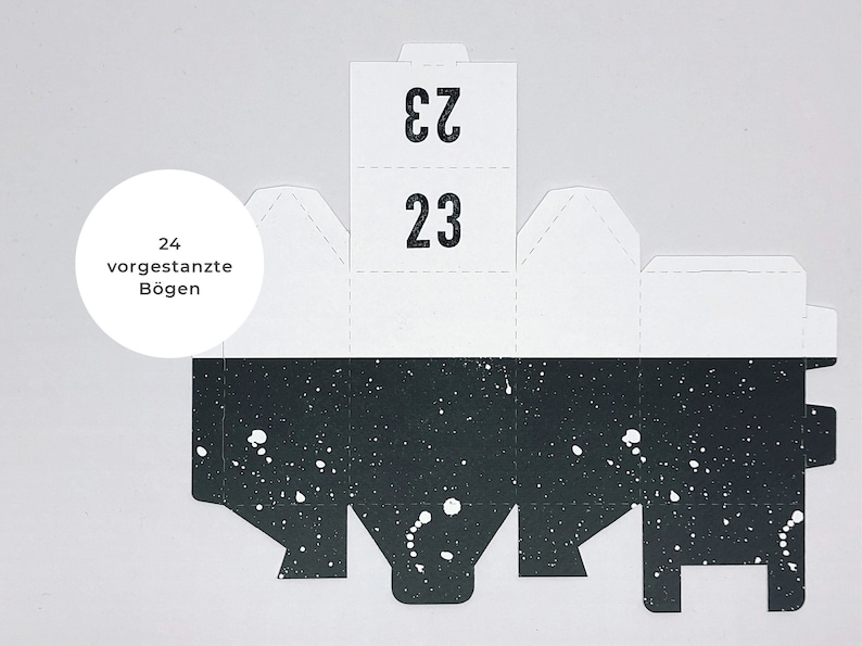 Advent calendar / HYGGEDORF / DIY houses made of paper to fold Advent calendar to fill children simple, black and white Christmas decorations image 5