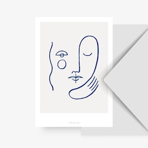 Carte pour diverses occasions / VISAGES NO. 1 / Carte postale pour de nombreuses occasions - comme salutation ou invitation pour les amis et la famille, illustration abstraite