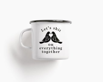 Tasse aus Emaille / SHIT / Tasse mit Spruch, personaliert, witzige Camping Tasse für Freund, Freundin, Geburtstag, Weihnachten