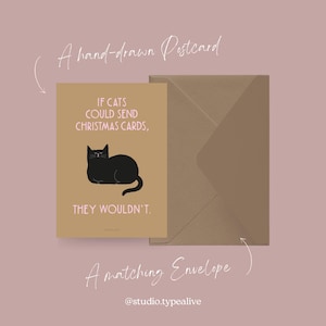 Carte de Noël / CHAT DE NOËL NO. 2 / Carte postale amusante pour Noël avec chat - dicton amusant, carte postale avec enveloppe, pour mamans chats image 3