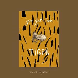 Distintivo / TIGRE / Spilla in ottone con tigre con biglietto e scritta, come portafortuna, regalo di Natale o compleanno, per la fidanzata