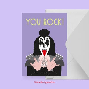 Cartão de aniversário / YOU ROCK / Cartão de aniversário engraçado com um ditado engraçado, ideal para um aniversário de 30 ou 40 anos. Cartão de felicitações de alta qualidade.