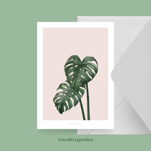 Carte pour diverses occasions / TROPCIAL NO. 9 / Carte postale pour de nombreuses occasions - comme salutation ou invitation pour les amis et la famille, monstera, plante