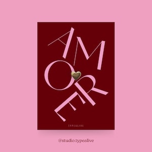 Anstecker / AMORE / Herz-Pin aus Messing inkl. Karte und Spruch, als Glücksbringer, zu Weihnachten oder als Geburtstagsgeschenk, zu Valentin