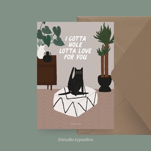 Valentine's Day Card / Petisfaction "Cats" HOLE LOTTA LOVE / Postcard Set Cat, funny card for Valentine with cat, card for cat fans