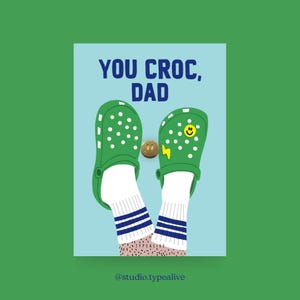 Distintivo / YOU CROC DAD / Spilla sorridente in ottone con biglietto e scritta, come portafortuna, per la festa della mamma o come regalo di compleanno
