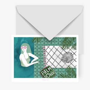 Carte pour diverses occasions / POOL PARTY / carte postale pour de nombreuses occasions - comme salutation ou invitation pour les amis et la famille, vacances au bord de la piscine
