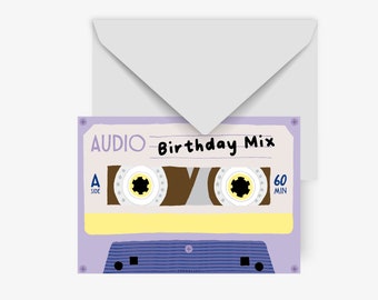 Geburtstagskarte / Tape Birthday Mix / Lustige Karte zum Geburtstag für Vater Freunde mit witziger Illustration zum 30. 40. 50. Geburtstag