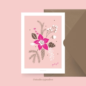 Carte de Noël / DIEU JUL NO. 2/ Carte de Noël simple et belle - carte de voeux pour l'Avent pour la famille, les amis et les collègues