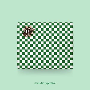 Carta da regalo / QUADRATI N. 2 / Fogli regalo verdi a quadretti per Natale, Matrimonio, Compleanno - Confezione regalo esclusiva