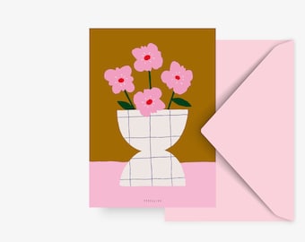 Postkarte / Flower Vase No. 1 / schöne Karte mit Blumen und Vase als Geschenk zum Geburtstag, zum Dank oder zum Muttertag im schlichten Stil