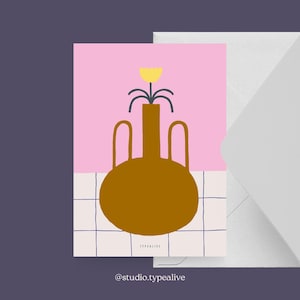 Carte pour Pâques / VASE À FLEURS NO. 2/ Belle carte comme cadeau pour maman et papa ou amis pour Pâques, anniversaires ou anniversaires