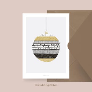 Carte de Noël / BOULE DE NOËL NO. 2/ Carte de Noël simple et belle - carte de voeux pour l'Avent pour la famille, les amis et les collègues