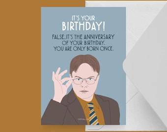 Tarjeta de cumpleaños / FALSO / Divertida tarjeta de cumpleaños para compañeros de la oficina con un dicho ingenioso para sabelotodos y sabelotodos