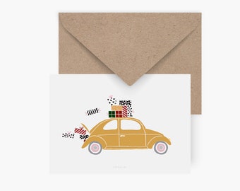 Weihnachtskarte / DRIVING HOME NO. 1 / schöne Postkarte zu Weihnachten, als Geschenk oder Anhänger, für Kinder, die Mama oder Freundin