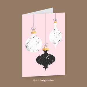 Grußkarte zu Weihnachten / CHRISTMAS BALLS / Weihnachtskarten Set mit Umschlag, Baumschmuck, Klappkarte zu Weihnachten, für Mama oder Oma
