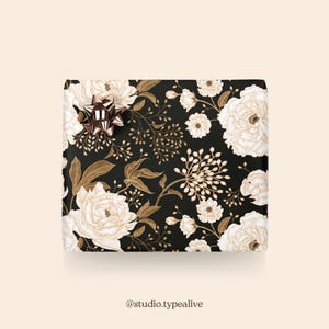 Carta da regalo / CONFEZIONE DI FIORI / Fogli regalo neri con fiori, per Natale, matrimonio, compleanno - confezione regalo esclusiva