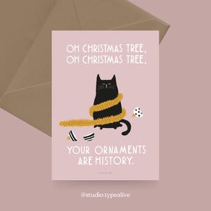 Weihnachtskarte / CHRISTMAS CAT NO. 1 / Lustige Postkarte zu Weihnachten mit Katze – Witziger Spruch, Postkarte mit Umschlag, für Cat Mums Bild 2