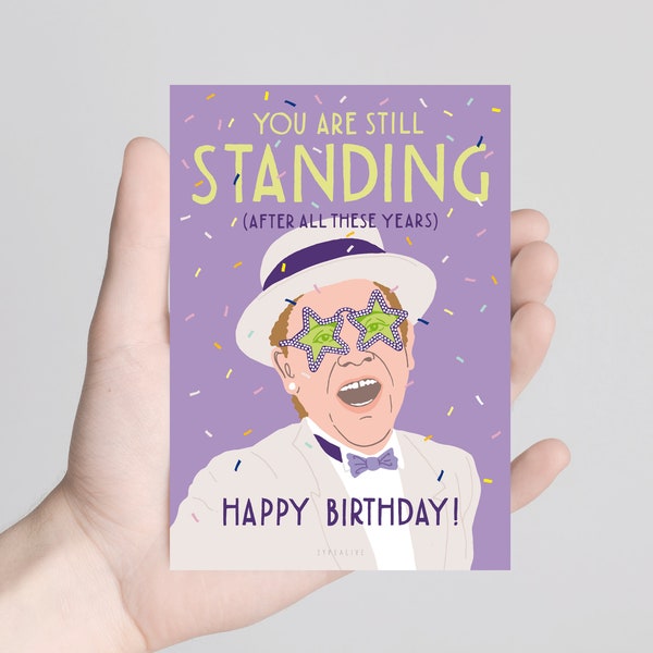 Carte d'anniversaire / toujours debout / carte d'anniversaire amusante pour père ou amis avec illustration amusante pour le 30e 40e 50e anniversaire
