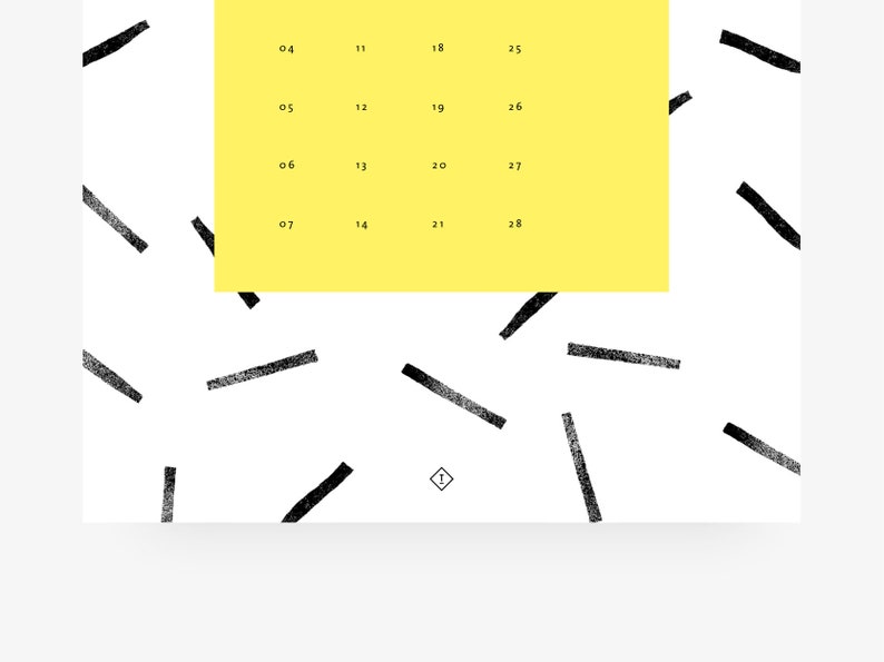 Wall Calendar / BLACK & WHITE / A4 Illustrated Pattern Plain Etsy