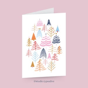 Biglietto d'auguri per Natale / FORESTA DI NATALE / Set di biglietti di Natale con busta, dolce bosco, biglietto pieghevole per Natale, per mamma o nonna
