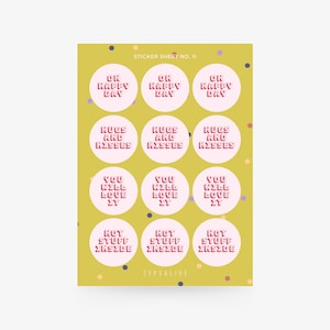 FOGLIO ADESIVO N. 11 / Bellissimo set di adesivi A6, per compleanni, matrimoni e anniversari – 12 adesivi decorativi con frasi, per abbellire