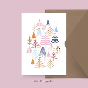 Carte de Noël / FORÊT DE NOËL / Carte simple et belle pour Noël - carte de vœux pour l'Avent pour la famille, les amis et les collègues