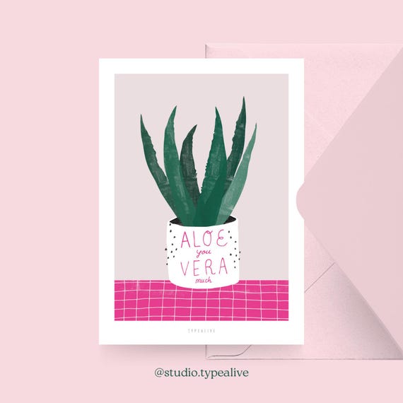 Love Card / Aloe Vera / Funny and Beautiful Valentine's Day Card With Plant,  Anniversary, Witty Saying, Partner, Girlfriend, Plant Lover - Etsy