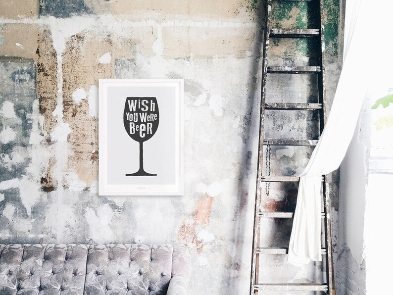 Bier / Quote Wish Beer Fine Artprint Wallart Minimal Etsy