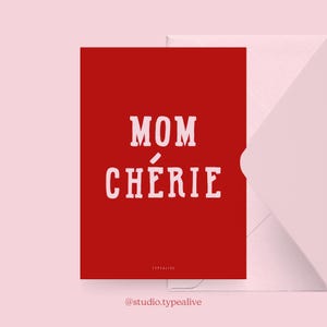 Moederdagkaart / MOM CHERIE NR. 1 / Mooie wenskaart voor mama - perfect voor 40e en 50e verjaardagen of als grappige kaart voor Moederdag