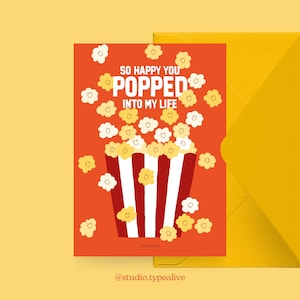 Liebes-Karte / POPPED / Schöne und lustige Valentinstagskarte mit Popcorn, zum Jubiläum, mit romantischem Spruch – für den Partner, Freundin