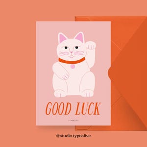 Carte pour diverses occasions / LUCKY CAT / carte postale pour de nombreuses occasions - comme salutation, porte-bonheur pour les amis, Maneki-neko, chat ondulant japonais