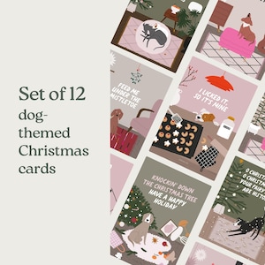 Set de tarjetas navideñas / SET de 12 Petisfaction "Perros" / Tarjetas divertidas para Navidad con perros, perfectas para fanáticos de los perros, amigos y familiares