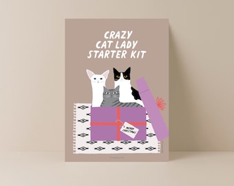 Weihnachtskarte / C012 Christmas Kit / lustige Karte zu Weihnachten mit Katze für Katzenhalter Freunde Familie Geschenk witziger Spruch