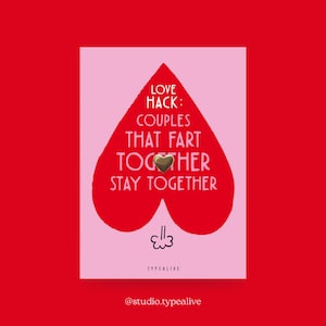 Distintivo / LOVE HACK / Spilla a forma di cuore in ottone con biglietto e frase divertente, come portafortuna, per Natale o come regalo di compleanno