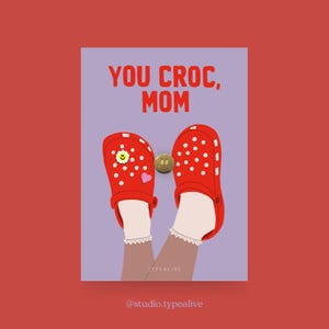 Distintivo / YOU CROC MUM / Spilla sorridente in ottone con biglietto e scritta, come portafortuna, per la festa della mamma o come regalo di compleanno
